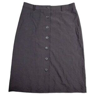 J.Jill Skirt Womens 12 Brown 100% Wool Lined A Line Midi Button Up Dark Academia